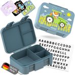 BEARFOOT Bento Box Compact | beslenme kutusu, kız ve erkek çocuklar için bölmeli (BPA içermez), okul ve anaokulu için, beslenme kutusu, sızdırmaz, hafif ve kompakt (traktör mavisi, 650 ml)