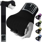 BEAST RAGE Boks Sarar El Jel Eldivenleri MMA 75 cm Uzun Sarma Yastıklı Elastik Hızlı Boks Boks Torbası Eğitim Muay Thai El Sarar seti UFC Bandajlar Erkek Bayanlar çocuklar için (Siyah, XS)