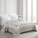 Beatrice Home Fashions Karanfil Çiçek İşlemeli Kapitone Yatak Örtüsü, Hafif, Dört Mevsim, İkiz, Adaçayı