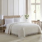 Beatrice Home Fashions Madalyon kadife yatak örtüsü, çift kişilik yatak, fildişi rengi