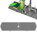 BeauFairy 61 cm Lavabo Sıçrama Koruma Matı, Su Gideri için Silikon Musluk Matı, Su Toplama Matı, Mutfak ve Banyo Tezgah Koruması için, Gri