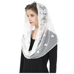 BEAUTELICATE Dantel Mantilla Eşarp Peçe Tül Şal Siyah Beyaz Kadınlar İçin Kilise Kitle Şapeli Katolik Nedime V103...