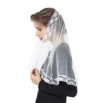 BEAUTELICATE Dantel Mantilla Eşarp Peçe Tül Şal Siyah Beyaz Kadınlar İçin Kilise Kitle Şapeli Katolik Nedime V106