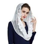 BEAUTELICATE Dantel Mantilla Eşarp Peçe Tül Şal Siyah Beyaz Kadınlar için Kilise Kütle Şapeli Katolik Nedime V111
