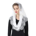 BEAUTELICATE Dantel Mantilla Şal Duvak Tül Stola Siyah Beyaz Kadınlar Kilise Fuar Şapel Katolik Gelin Nedime V100, Weiß, Ölçü Birimi