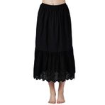 BEAUTELICATE Kadın Alt Eteği%100 Pamuk Vintage Uzun Yarım Etek Dantel Nakışlı Dirndl Petticoat Anglaise Dantel - Siyah-80 cm Uzunluk, XL/32
