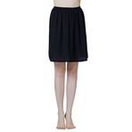 BEAUTELICATE Kadın Alt Etek Saten/Şifon Yarım Etek Diz Boyu Petticoat Crinoline Vintage Antistatik İç Etek Beyaz Siyah Fildişi Lacivert Gri Çıplak Kısa Uzun (Siyah - 50 cm, XL)