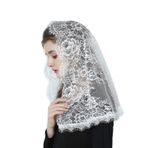 Beautelicate kadın şalı, dantelli katolik duvak, şapel baş örtüsü, şal, baş örtüsü, siyah, beyaz, katolik kilisesi, Latin kilisesi, düğün, gelinler için, V114, Beyaz, Ölçü Birimi