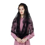 Beautelicate Mantilla Katolik kadın dantel şal duvak baş örtüsü Stola siyah beyaz kilise kitle Latin şapel gelin yas V101 için, Siyah, Ölçü Birimi