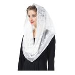 BEAUTELICATE Mantilla Katolik Kadın Duvak Dantel Şal Stola Siyah Beyaz Messa Kutlama Düğün Kilisesi Şapel Gelin V102 için, Beyaz, Ölçü Birimi