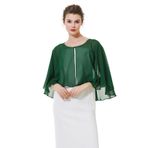 BEAUTELICATE Şifon Stola Kadın Kutlama Şifon Şal Cape Omuz Şalı Saten Süslemeli, Kolsuz Bolero Örgü Ceket Düğün Gelin Abiye Elbisesi Gelin Elbisesi Yaz için, Kısa Stil - Zümrüt Yeşili, Ölçü Birimi