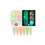 Beauty Box 6'lı Night Glow Karanlıkta Parlayan Glitter Nail Art Resin Art Kalıcı Oje Protez Göz Makyajı