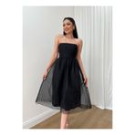 BEAUTY FASHİON Abiye Kadın Straplez Drapeli Slim Fit Kloş Tül Etekli Midi Tül Elbise - Abiye ve Mezuniyet Elbisesi