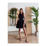 BEAUTY FASHİON Kadın Abiye Kloş Etekli Kalın Askılı Boyundan kumaş Bağlamalı Mini Abiye & Mezuniyet Elbisesi
