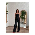 BEAUTY FASHİON Kadın Abiye Şık Düğmeli Straplez Yelek Pantolon Takım - Abiye & Mezuniyet Elbisesi