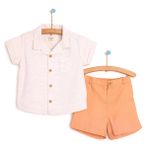 Bebbek Surfing Erkek Bebek Ekru Oversize Şık Gömlek Yazlık Gabardin Şort Takım