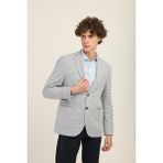Bebe Mavi Ekose Mono Yaka Yarım Astar Torba Cep Blazer Tek Ceket Slim Fit | Agustini - Bebek Mavisi - 50