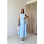 Bebe Mavi Halter Yaka Kloş Elbise