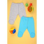 Bebe Tospik 2li Pamuklu Yumuşak Kız - Erkek Bebek Patikli Alt - Gri - 3 - 6 Ay