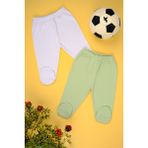 Bebe Tospik 2/'Li Pamuklu Yumuşak Kız - Erkek Bebek Patikli Alt - Yeşil - 6 - 9 Ay
