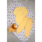 Bebe Tospik Pamuklu Uzun Kollu V Yaka Yumuşak Alt - Üst Zıbın Takım - Sarı - 9 - 12 Ay
