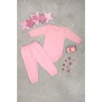 Bebe Tospik Pamuklu Uzun Kollu Yumuşak Alt - Üst Zıbın Takım - Pembe - 9 - 12 Ay