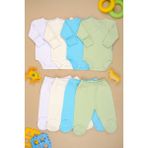 Bebe Tospik Pamuklu Yumuşak Kız - Erkek Bebek Kruvaze Patikli 4'lü Takım 3 - 6 Ay Yeni Sezon Renkli Desen - Mavi