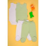Bebe Tospik Pamuklu Yumuşak Kız - Erkek Bebek Patikli 2/'Li Takım - Yeşil - 3 - 6 Ay