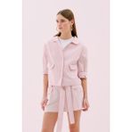 Bebe Yaka Çift Cepli Truvakar Kol Keten Ceket Pembe Y2516006_038 - 40