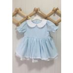Bebe Yaka Dantel Detaylı Poplin Kız Çocuk Bebek Bebe Mavi Beyaz Elbise