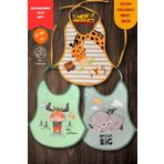Bebechi 3'Lü Set Baskılı Ekonomik Sıvı Geçirmez Armut Önlük Mama ve Aktivite Önlüğü(0-36 Ay)