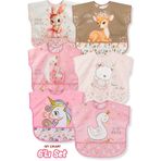 Bebechi 6'Lı Kız Set Kısa Kollu Bağlamalı Ayarlanabilir Sıvı Geçirmez Aktivite ve Mama Önlüğü
