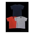 bebedino Basic Düz Bisiklet Yaka Kısa Kollu Likralı Badi Sweat T-shirt (3 Lü Paket Gri-kırmızı-lacivert)