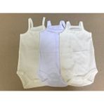 Bebedino Ip Askılı Yakası Fistolu (Dantelli) Çıtçıtlı Badi 3'lü Paket 3-48 Ay Arası - 1 - 2 Yaş - Krem - Beyaz