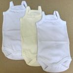 Bebedino Ip Askılı Yakası Fistolu (Dantelli) Çıtçıtlı Badi 3'lü Paket 3-48 Ay Arası - 9 - 12 Ay - Krem - Beyaz