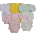 Bebedino Uzun Kollu Çıtçıtlı Badi Bisiklet Yaka Body Hava Alır Kumaş Düz Renk Zıbın (5li Paket) 0-48 Ay Arası10 - 2 - 3 Yaş - Beyaz - Krem - Pembe