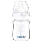 Bebedor 50301 Geniş Ağızlı Isıya Dayanıklı 120 ml Beyaz Cam Biberon