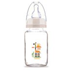 Bebedor Desenli Cam Biberon 125ml, Şeffaf, Zürafa Deseni