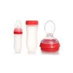 Bebedor Silikon Kaşıklı Biberon 120 ML, +6 Ay, Kırmızı