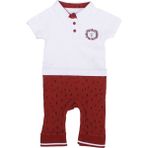 Bebegen Erkek Bebek Beyaz Bordo Polo Yakalı Çıt Çıtlı Tulum - 1,5 - 2 Yaş - Renkli