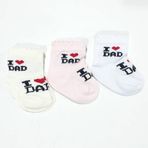 Bebegen ı Love Dad Pembe Krem Beyaz 3'lü Bebek Çorap