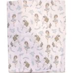 Bebegen Kız Bebek Beyaz Gri Unicorn Balerinli Desenli Pazen Battaniye 80*90 cm