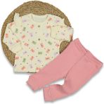 Bebegen Kız Bebek Ekru Pembe Renkli Kalpli Zarf Baskılı 2'li Takım - 9 - 12 Ay - Ekru - Pembe