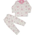 Bebegen Kız Çocuk Beyaz Pembe Yıldızlı Ayılı Desenli 2'li Pijama Takımı - 1 Yaş - Beyaz - Pembe