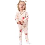 Bebegen Somon Sarı Biyeli Kırmızı Ayıcık Desenli Kruvaze Yaka Pijama Takımı - 12 - 18 Ay - Renkli