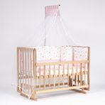 Bebeget 60x120 Vernikli Doğal Beşik 4 Kademeli Anne Yanı Sallanır Bebek Beşiği -Uyku Seti+Yatak D8