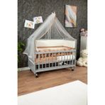 Bebeget Ahşap Mdf Anne Yanı Beşik, 60X120 4 Kademeli Lake Cilalı Sallanır Tekerlekli Bebek Beşiği - Kahverengi