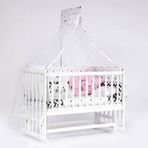 Bebeget B05 Süper 60X120 cm Natural Ahşap Beşik 4 Kademeli Beyaz Anne Yanı Sallanır Pembe Ay Uyku Seti ve Yataklı Beşik