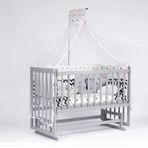 Bebeget G10 60x120 cm Süper Natural Ahşap 4 Kademeli Gri Anne Yanı Sallanır Uyku Seti Yatak ve Bebek Beşiği