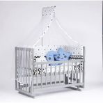 Bebeget G13 60x120 cm Süper Natural Ahşap 4 Kademeli Gri Anne Yanı Sallanır Uyku Seti Yatak ve Bebek Beşiği